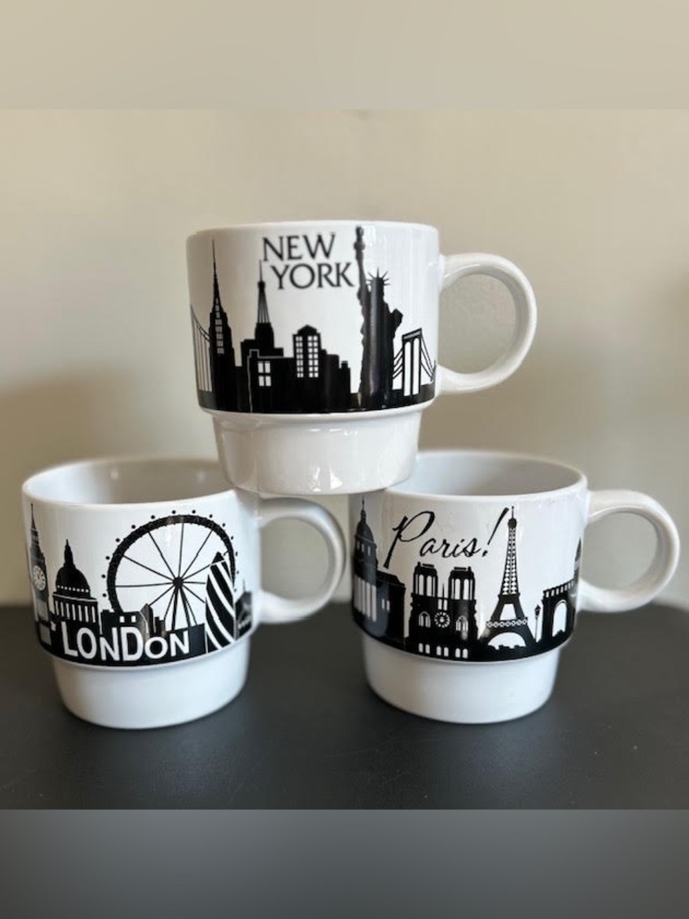Signature Housewares New York London Paris Coffee Mug Set 14 oz
